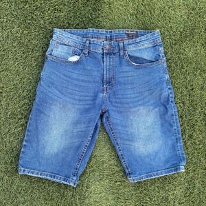 Buffalo David Bitton Evan-X Mens 33x11 Blue Denim Shorts Medium Wash